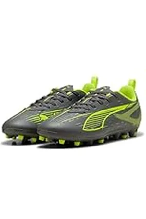 PUMA Ultra 5 Play MG JR, Zapatillas de fútbol, Matte Aged Silver-Yellow Alert Aged Silver, 28 EU
