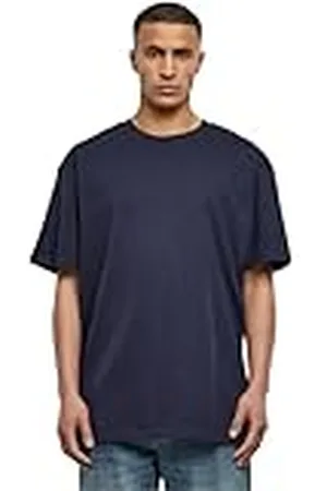Urban classics Camiseta básica de manga corta, cuello redondo normal, de algodón grueso, largo normal, oversized, de hombre, moderna, color midnightnavy, talla 5XL