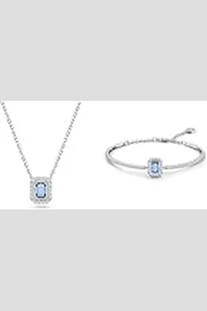 Swarovski Millenia Colgante & Pendientes, Corte octagonal, Azul, Baño de rodio