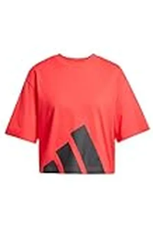 adidas Mujer Essentials Big Logo Boyfriend T-Shirt, Pure Ruby/Black, XL