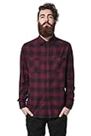 Urban classics Camisa de cuadros de manga larga clásica, con 2 bolsillos en el pecho, cierre abotonado, ajuste holgado, dobladillo redondeado, distintos colores, tallas S - 5XL