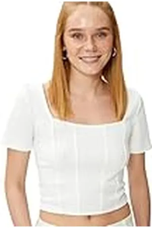 Koton Camiseta Corset Detail Square Neck Crop Blouse, , S para Mujer
