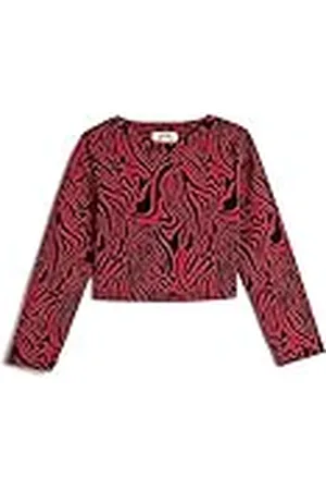 Koton Crop-Camiseta de Manga Larga con Estampado Redondo, , 6-7 Años Girls
