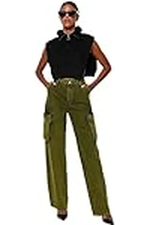 Trendyol Damen Gerade Weites Bein Hohe Taille Jeans, , 38 De Las Mujeres