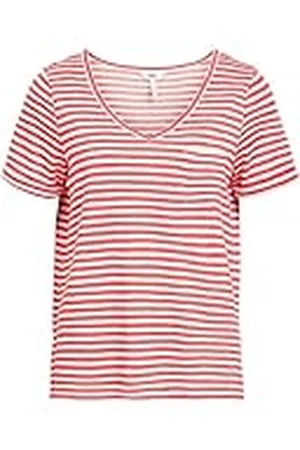 Object Objtessi Slub S/S V-Neck Noos Camiseta, , M Mujeres