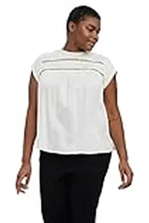 VERO MODA Vmdebbie Pleat S/L Top Wvn Ga Curve Noos Blusas, Blanco Nieve, 48 para Mujer