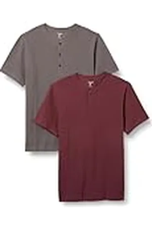 Amazon Camisa de manga corta Henley de piqué y corte entallado Hombre, Pack de 2, , XL