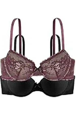 Dorina Chloe Set de Sujetadores para Mujer - Pack de Dos Piezas con Aros, Ligeramente Relleno, Encaje Floral y Microfibra Suave, Tirantes Ajustables