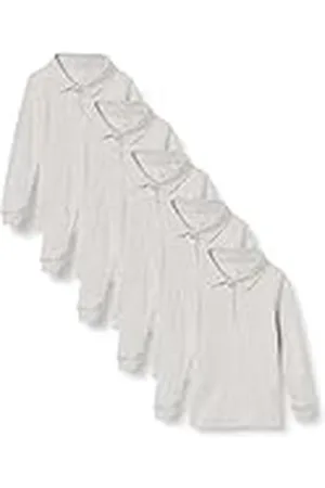 Amazon Polos de Algodón Interlock de Manga Larga Niña, Pack de 5, , 6-7 años