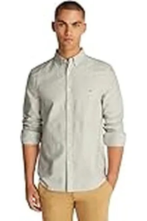 Tommy Hilfiger Camisa Hombre Stripe Oxford Slim Fit, Multicolor (Dark Night Navy Stripe), L