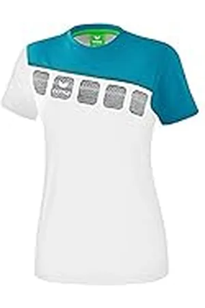 Erima 1081919 Camiseta, Mujer, Blanco/Oriental Blue/Colonial Blue, 48