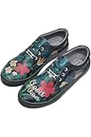 Dogo Cord, Zapatos Planos de Mujer, Good Vibes, Zapatos Veganos Estampados,36 EU