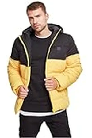 Urban classics Hooded 2-Tone Puffer Jacket, Chaqueta para Hombre, Gelb (Chromeyellow/Blk 01437), Small