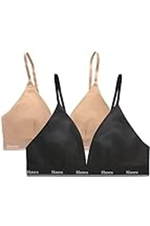 Hanes Originals Bralette Triangular, Brasier de algodón elástico Que Absorbe la Humedad, Paquete de 2 Sujetador, Opaco, , M (Pack de 2) para Mujer