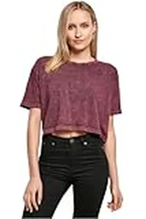 Build Your Brand Ladies Acid Washed Cropped tee Camiseta, Mujer, , L