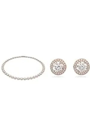 Swarovski Una Angelic Collar & Pendientes, Corte redondo, Baño de oro rosa