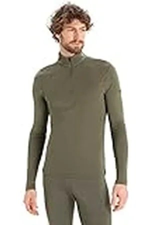 Icebreaker Camiseta de Manga Larga con Media Cremallera para Hombre - 100% Lana Merina para Deportes de Invierno, Correr, Running, Gimnasio - , XXL
