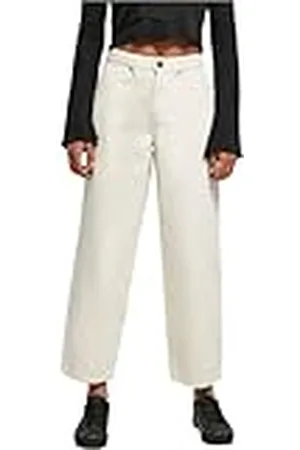 Urban classics Ladies High Waist Wide Leg Cropped Denim Pants Pantaln, Arena Blanca, W26 para Mujer