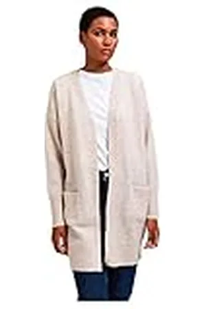 SELECTED Slflulu New LS Knit Long Cardigan B Noos Suéter, Beige-2, L para Mujer