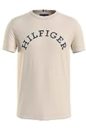 Tommy Hilfiger Hombre Camiseta Manga Corta Cuello Redondo, Blanco (Calico), XS