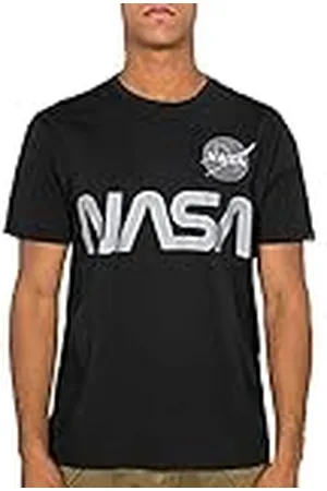 Alpha Industries NASA Reflective T Camiseta, Negro (Black-03), S para Hombre