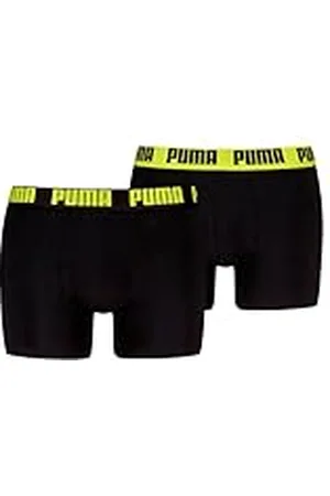 PUMA Men Everyday Bóxer, Black/Yellow, L (Pack de 2) de los Hombres