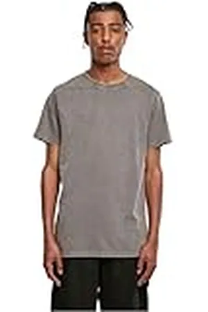 Build Your Brand BY190-Acid Washed Round Neck tee T-Shirt, , L Men
