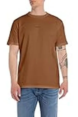 Replay Camiseta de hombre de manga corta de algodón, beige , XS