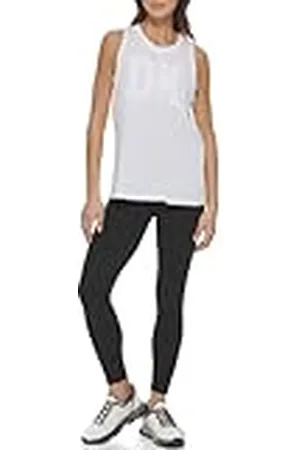 DKNY Exploded Applique Logo Longline Tank Camiseta de Yoga, , L Mujeres