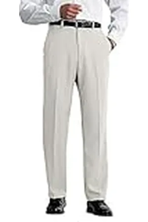 HAGGAR Cool 18 - Pantalones de Hombre de Cintura Alta con Cintura expansible, Color Liso, Tallas Grandes y Altas, , 32 W
