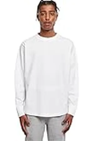 Build Your Brand BY198-Oversized Cut On Sleeve Longsleeve T-Shirt, White, XL Men