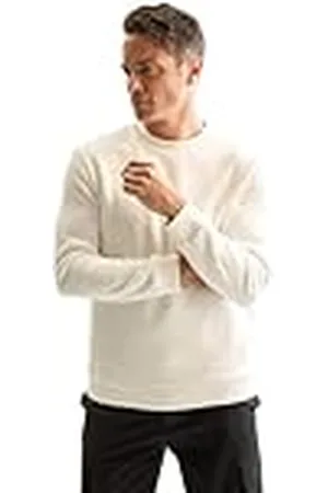 DeFacto Sweatshirts-Bequeme Sweatshirt Herren Pullover Sudadera, Blanco-Blanco (Blanco), XXL para Hombre