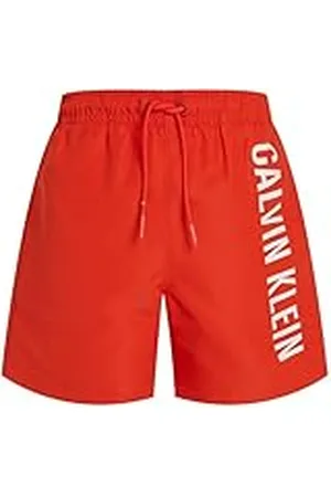 Calvin Klein Bañador Chicos Medium Drawstring con cintura ajustable, Rojo (Flaming Chili), 14-16 Años