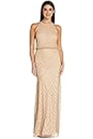 Adrianna Papell Vestido Tipo blusón con Cuentas Estilo Art Deco Halter ocasión Especial, , 42 para Mujer
