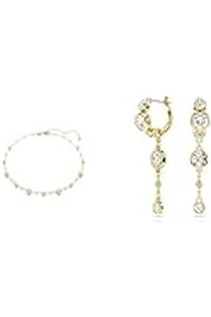 Swarovski Constella Collar & Pendientes, Corte redondo, Blanco, Baño de oro rosa