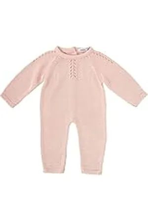 BABIDU Pelele Sin Pie para Bebé de Punto con Detalles Calados y Puños Decorativos, Ropa Bebé de Algodón Suave, Pelele de Manga Larga con Diseño Liso y Cuello Redondo Cómodo