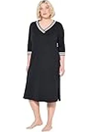 Ulla Popken Nachthemd, Zierkanten, V-Ausschnitt, 3/4-arm Camisa de Noche, , 54-56 Mujeres