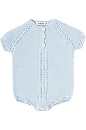 BABIDU Pelele Bebé de Punto Modelo Recuerdo, Pelele con Manga Corta y Diseño Trenzado, Cuello Redondo y Botones Decorativos, Cierre Inferior con Botones, Ropa Bebé Niño y Niña Unisex Suave y Fresca