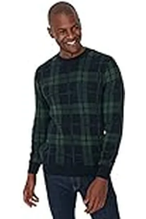 Trendyol Suéter Ajustado a Cuadros con Cuello Redondo Sudadera, , S para Hombre