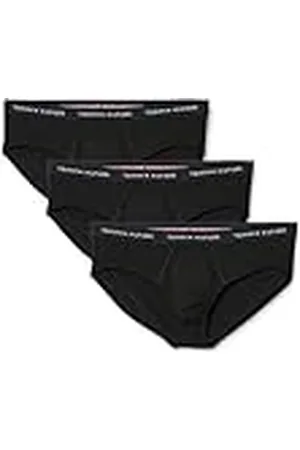 Tommy Hilfiger Calzoncillos hip briefs Pack de 3 Hombre con logotipo en la cintura, Negro (Blk/Blk/Blk), S