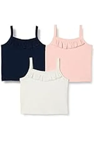 Amazon Camisetas sin mangas de algodón Niña, Pack de 3, , 6-7 años