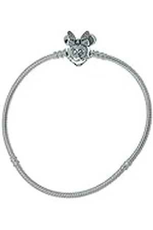 PANDORA Disney Pulsera con diseño de Minnie de plata con circonitas cúbicas transparentes, 16