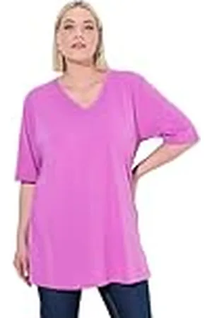 Ulla Popken T-Shirt, V-Ausschnitt, Relaxed, Halbarm Camiseta básica en V, , 44-46 Grande Mujeres