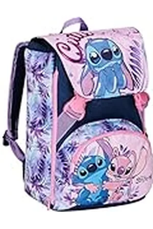 7 for all Mankind Mochila escolar extensible Disney – Lilo & Stitch 2CUTE, azul y rosa – Doble compartimento desmontable mediante cremallera y con bolsillo porta botella, mochila niña, , Mochila