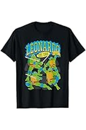 Teenage Mutant Ninja Turtles Leonardo Poses Retro Cartoon Camiseta