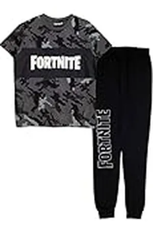 Fortnite Popgear NiñosLong Pyjamas Set T-Shirt, Negro, 12 Years-13 Years