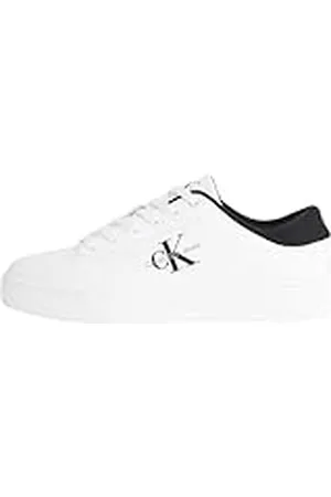 Calvin Klein Calvin Klein Sneaker con suela cupsole Hombre de piel, Blanco (Bright White/Black), 40