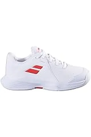 Babolat G, Zapatillas de Tenis Propulse JR AC B, Talla 32 Color Blanco/Coral, amortiguadas EVA Gruesas, Suela Michelin para Agarre óptimo, diseñadas para jóvenes competidores, EU