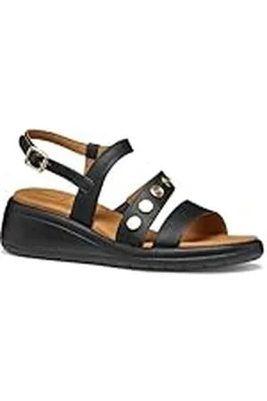 Geox D MELICONIA F, Sandalia de cuña Mujer, Black, 40 EU