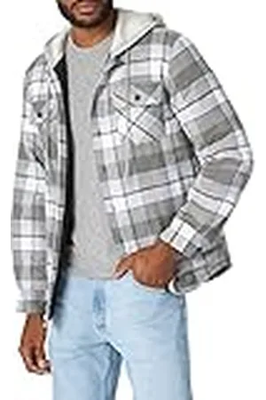 Wrangler Long Sleeve Quilted Lined Flannel Shirt Jacket with Hood Camisa Abotonada, , S para Hombre
